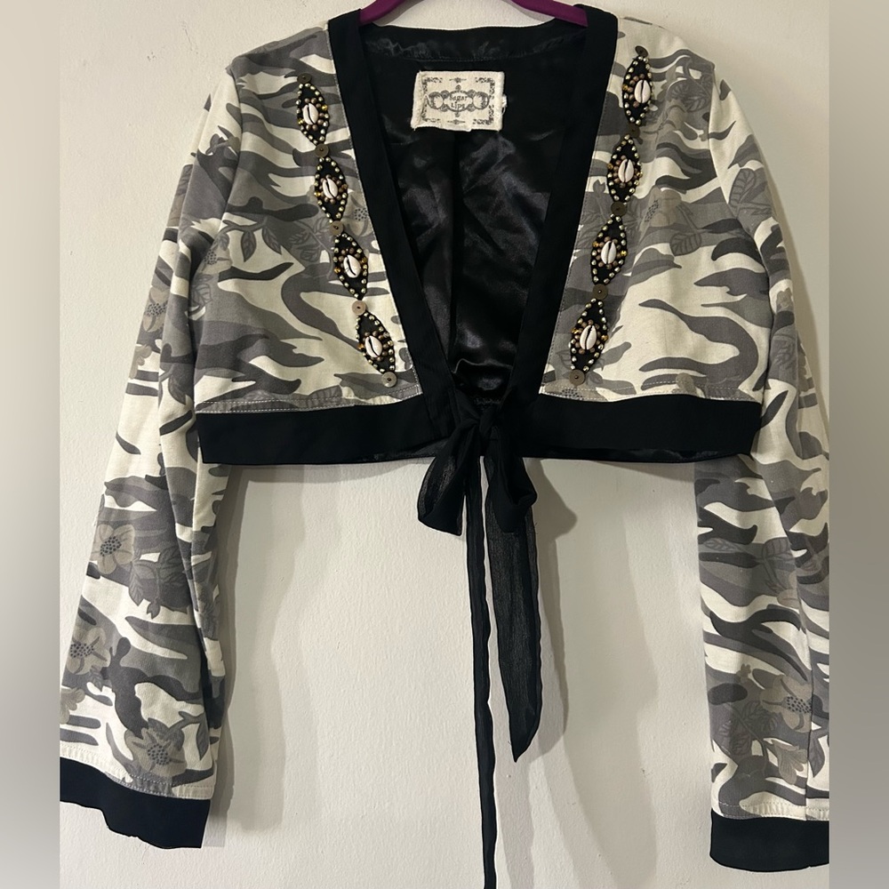 Sugarlips Camouflage/Floral Jacket with Black Accents and Seashells